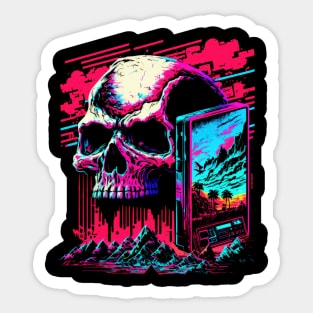 Synthwave Skull Sticker